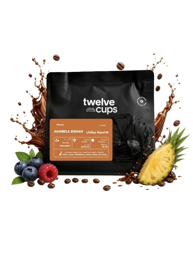 Ethiopia Hambela Beshan Coffee Beans – Specialty Coffee Beans for V60 & Espresso – Blueberry, Raspberry & Pineapple Notes – Medium Roast Whole Beans 250g