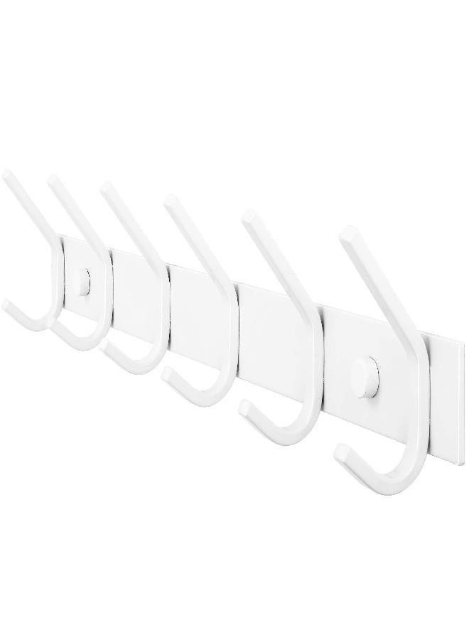 WEBI Coat Rack Wall Mount,Coat Hooks Wall Mounted,Coat Hanger Wall Hook Rack,6 Hooks for Hanging Coats,Jacket,Hats,Clothes,White - Image 1
