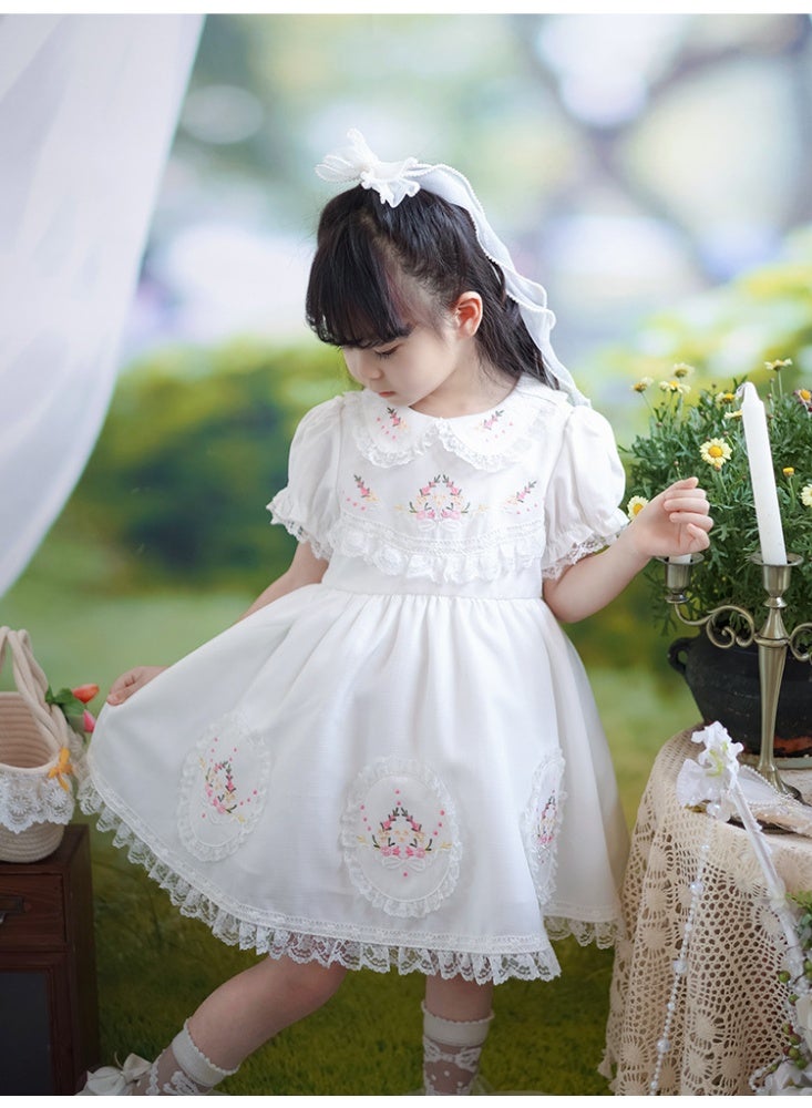 Stylish White Long Cotton Dress for Girls (Ages 1-7) | Soft, Comfortable Dress for Parties & Everyday Wear | Perfect for Toddlers - Image 1