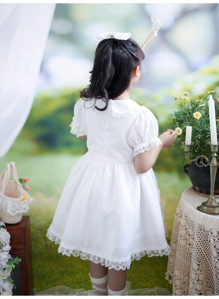 Stylish White Long Cotton Dress for Girls (Ages 1-7) | Soft, Comfortable Dress for Parties & Everyday Wear | Perfect for Toddlers - Image 3