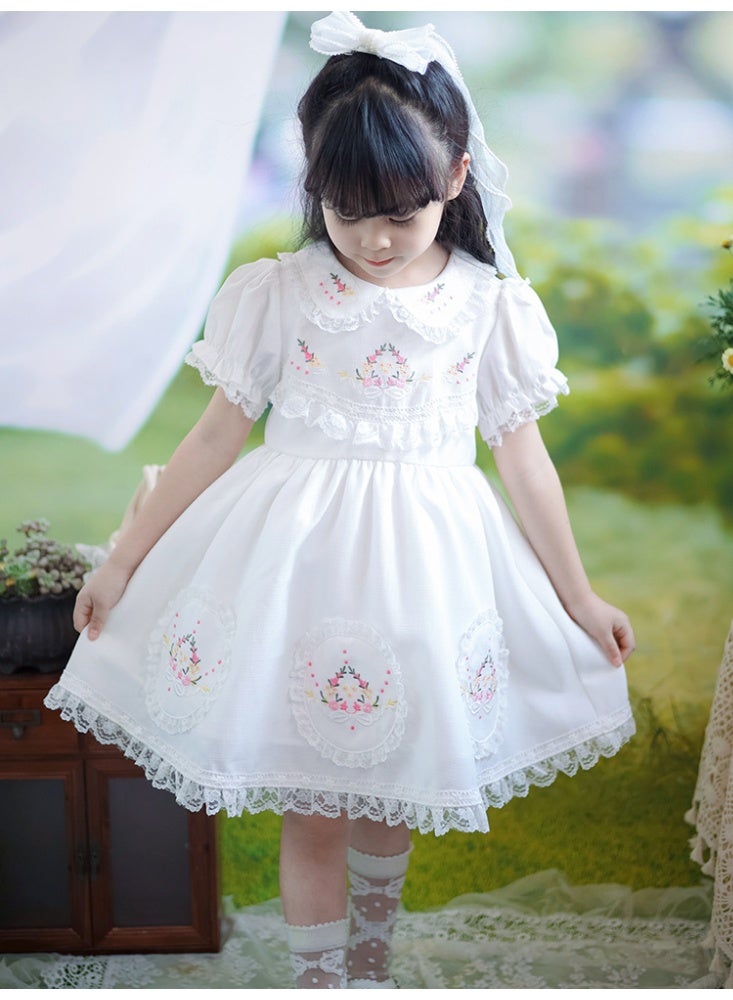 Stylish White Long Cotton Dress for Girls (Ages 1-7) | Soft, Comfortable Dress for Parties & Everyday Wear | Perfect for Toddlers - Image 2