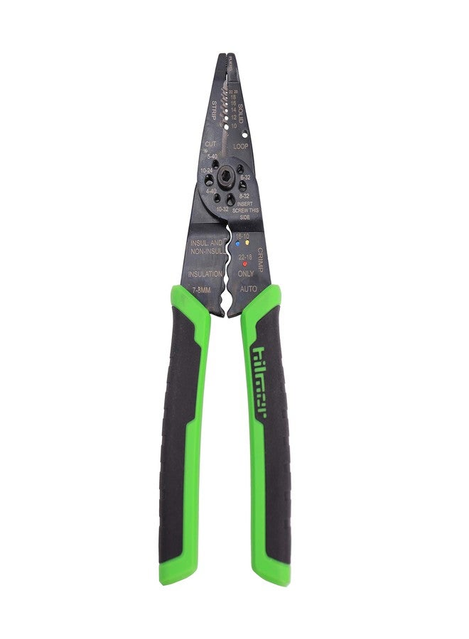Hilmor 8" Wire Stripper with Rubber Handle Grip, Black & Green, WS8 1885424 - Image 1
