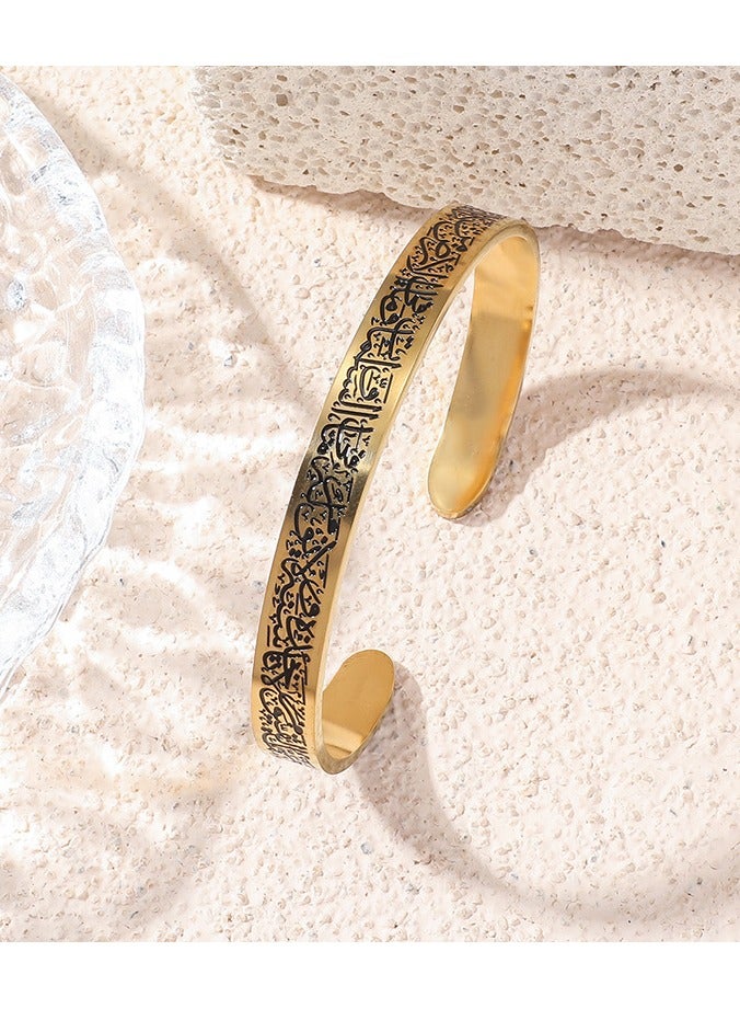 Mark Fairwhale Vintage Stainless Steel Carved C-Shaped Open Men's And Women's Bracelet  - Image 1