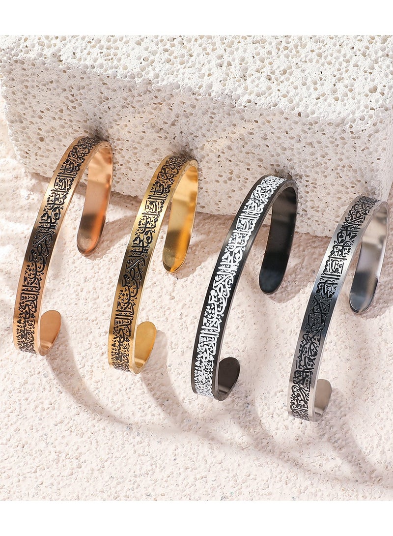 Mark Fairwhale Vintage Stainless Steel Carved C-Shaped Open Men's And Women's Bracelet  - Image 2