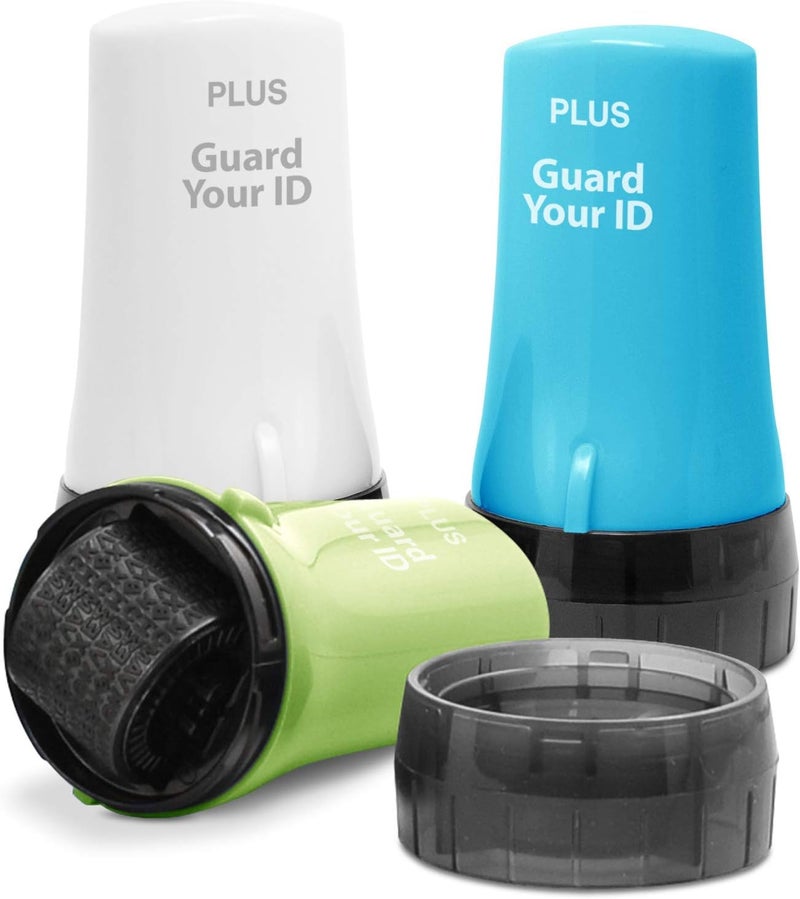 Plus Guard Your ID Advanced Rollers Identity Theft Prevention Security Kits, Regular 3-Pack, Xtra Mixed (Turquoise, Green, White) - Image 1