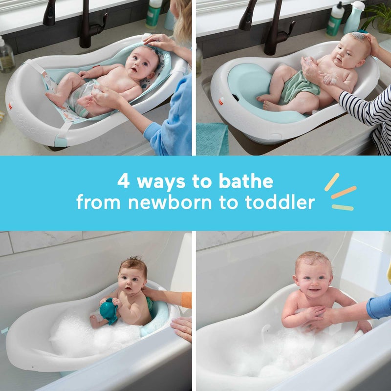 Fisher-Price Baby to Toddler Bath 4-in-1 Sling â€˜n Seat Tub with Removable Infant Support and 2 Toys, Pacific Pebble - Image 4