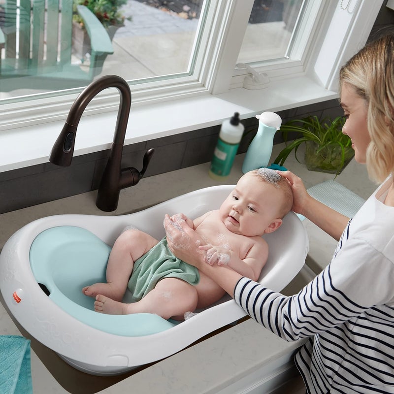 Fisher-Price Baby to Toddler Bath 4-in-1 Sling â€˜n Seat Tub with Removable Infant Support and 2 Toys, Pacific Pebble - Image 2