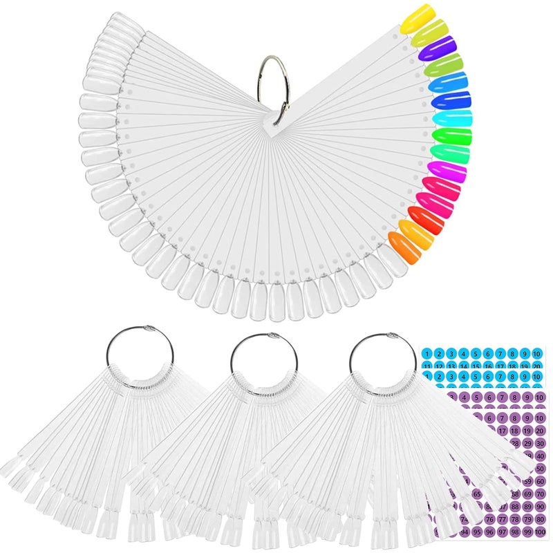 BQAN 200 Pcs Nail Swatch Sticks with Ring Nails Art Display Nail Swatch Sticks  Nail Practice Sticks for Home or Salon Use 4 Pack Number Stickers