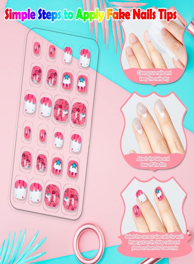Labeol 144 Pieces Fake Nails for Kids Girls Artificial Kids Press on Nails Full Cover Short Acrylic Stick On Nails False Nail Tips Kit for Children Little Girls Nail Art Decoration (Cute Animal) - Image 5