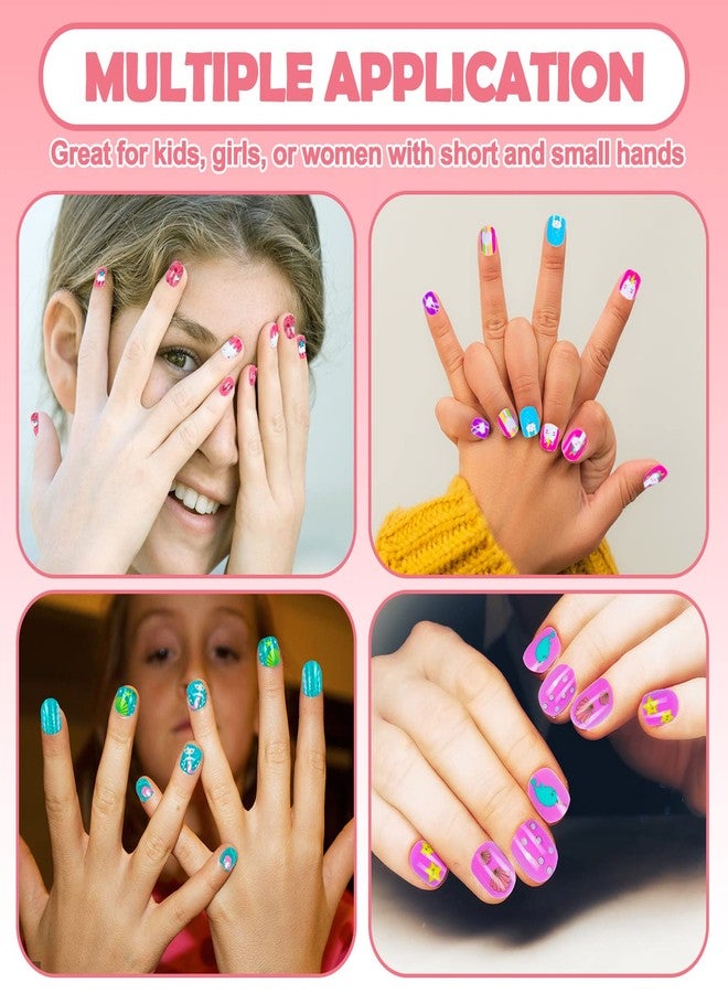 Labeol 144 Pieces Fake Nails for Kids Girls Artificial Kids Press on Nails Full Cover Short Acrylic Stick On Nails False Nail Tips Kit for Children Little Girls Nail Art Decoration (Cute Animal) - Image 4