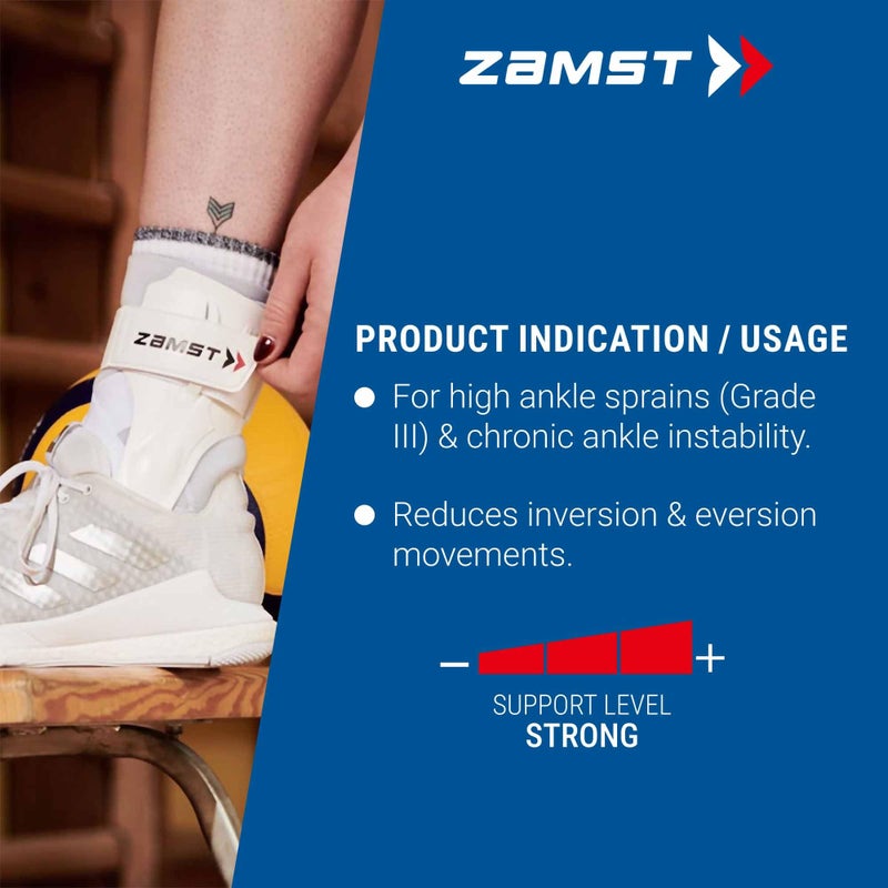 Zamst A2-DX Sports Ankle Brace with Protective Guards For High Ankle Sprains and Chronic Ankle Instability-for Basketball, Volleyball, Lacrosse, Football-White, Right, Large - Image 5