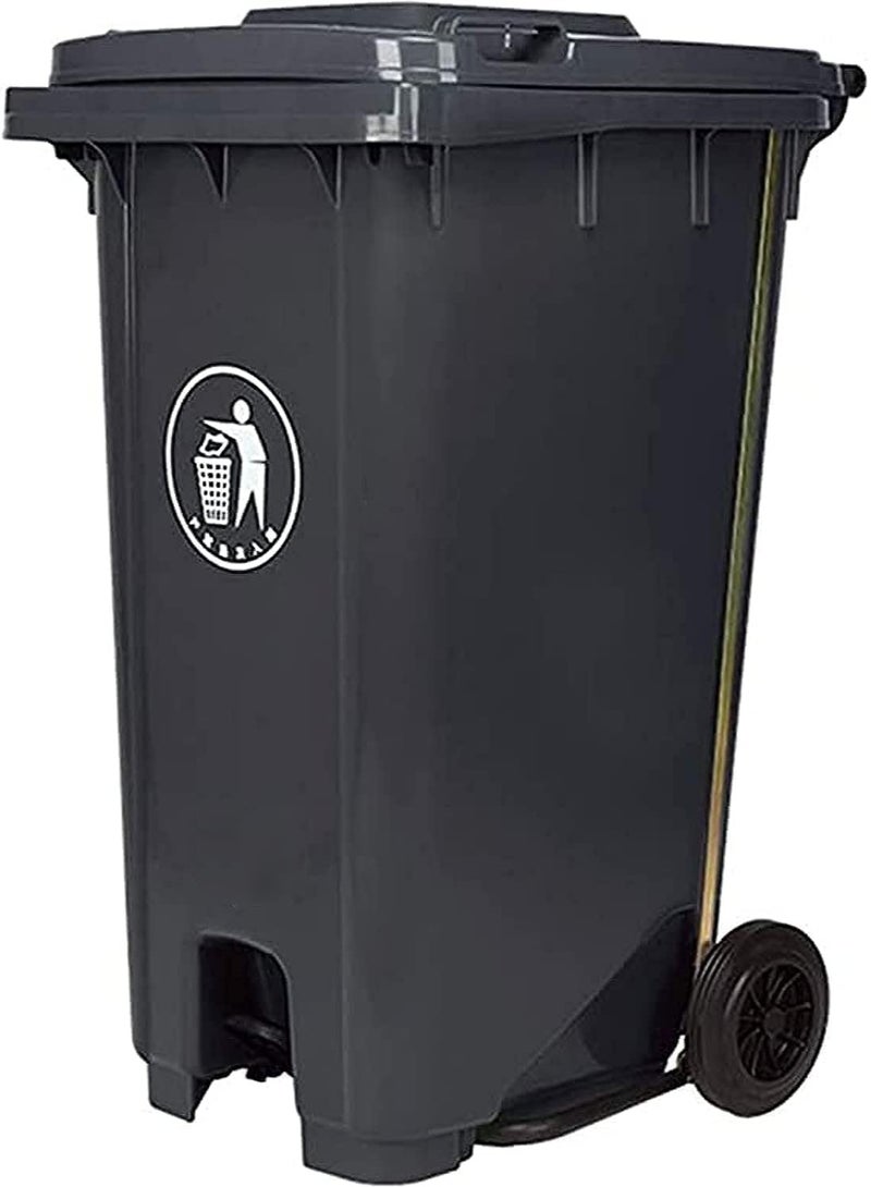 High Density Polyethylene Garbage Bin 120 Litre with wheel and pedal - Heavy Duty Kitchen Dust Bin Outdoor Recycle Trash Can Large Industrial Waste bin Trash bin Black - Image 1