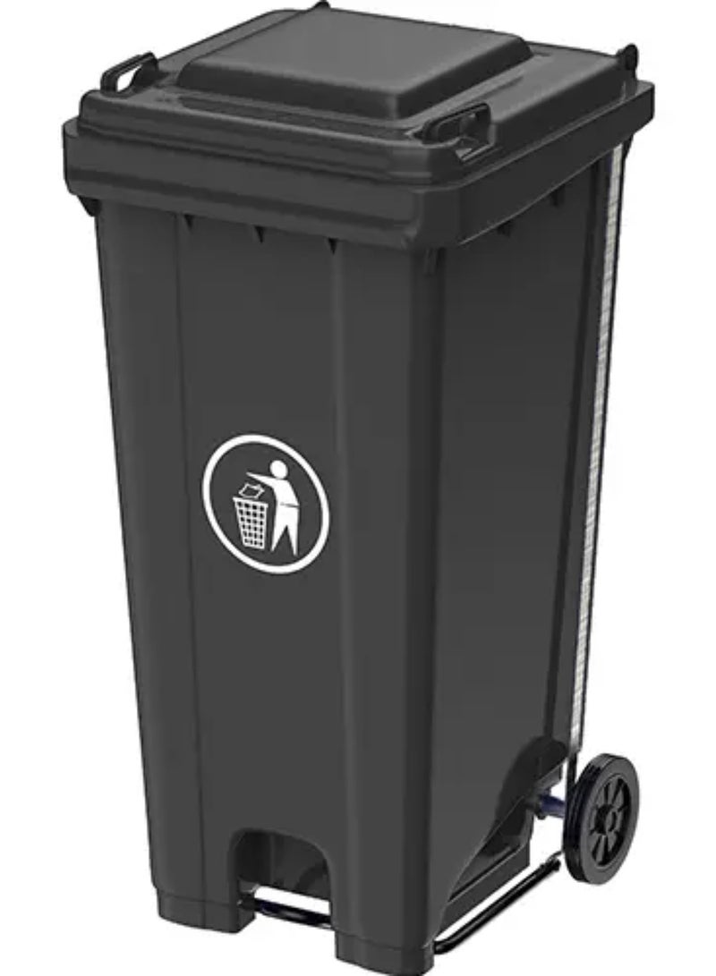 High Density Polyethylene Garbage Bin 120 Litre with wheel and pedal - Heavy Duty Kitchen Dust Bin Outdoor Recycle Trash Can Large Industrial Waste bin Trash bin Black - Image 2