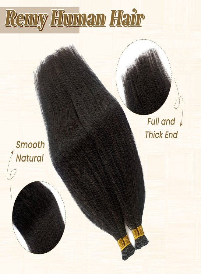 Smavida Yaki I Tip Hair Extensions Human Hair,Natural Black Yaki Straight Microlink Hair Extension Invisible I Tip Human Hair Extensions 18" Keratin Itip Hair Extensions Human Hair for Women 1g/s 50g - Image 3