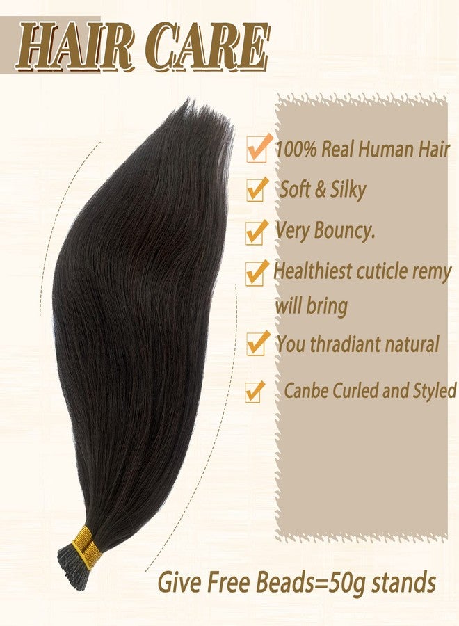 Smavida Yaki I Tip Hair Extensions Human Hair,Natural Black Yaki Straight Microlink Hair Extension Invisible I Tip Human Hair Extensions 18" Keratin Itip Hair Extensions Human Hair for Women 1g/s 50g - Image 4