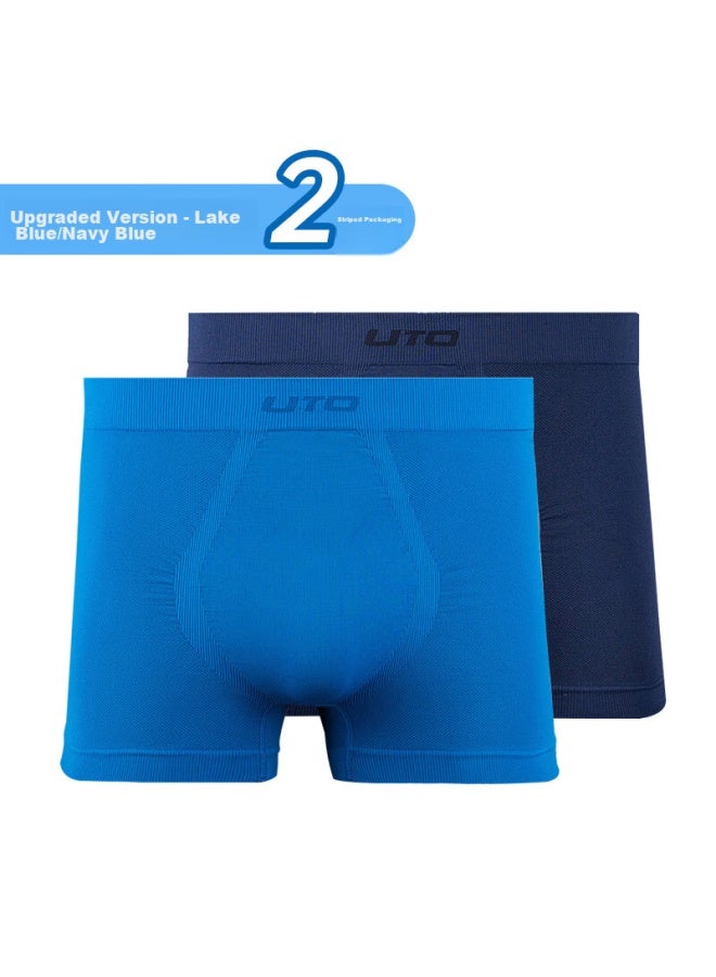 Uto Men's Sports Underwear, Quick-drying, Antibacterial, Breathable, For Running And Marathon, Boxer Briefs, 2-pack, Lake Blue + Navy Blue, Xxxl - Image 1