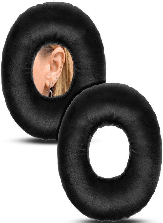 DoubleFill 2 Pcs Silky Satin Ear Piercing Pillows for Side Sleepers with Holes Donut Shaped Support Pillow for Ear Pain Inflammation Pressure Sore Side Relief Sleeping Guard(Black) - Image 1
