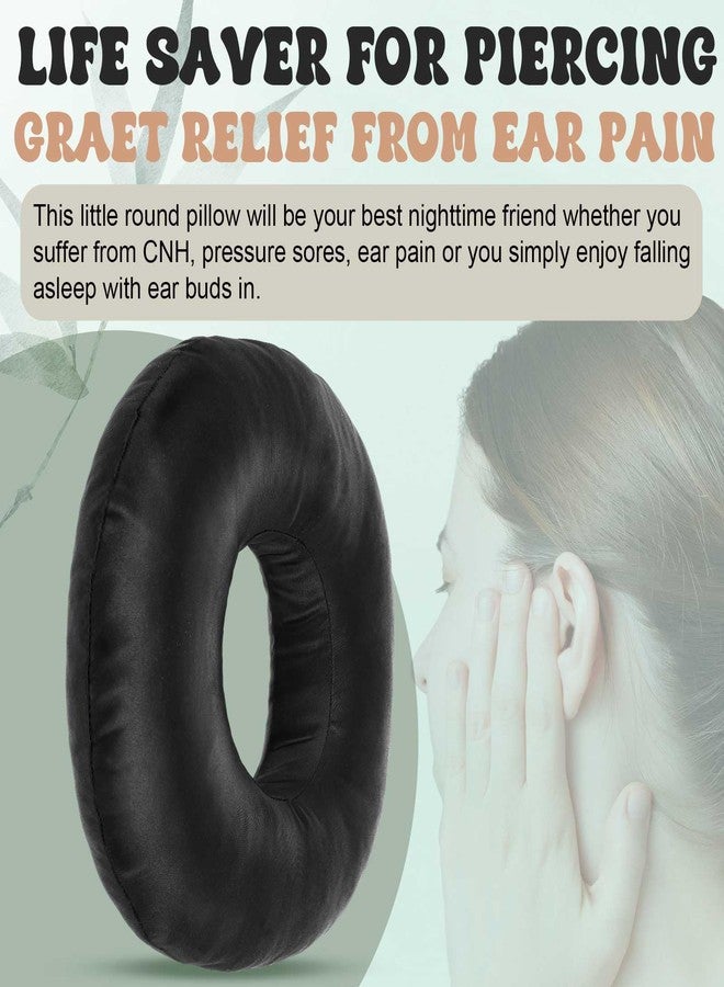 DoubleFill 2 Pcs Silky Satin Ear Piercing Pillows for Side Sleepers with Holes Donut Shaped Support Pillow for Ear Pain Inflammation Pressure Sore Side Relief Sleeping Guard(Black) - Image 5