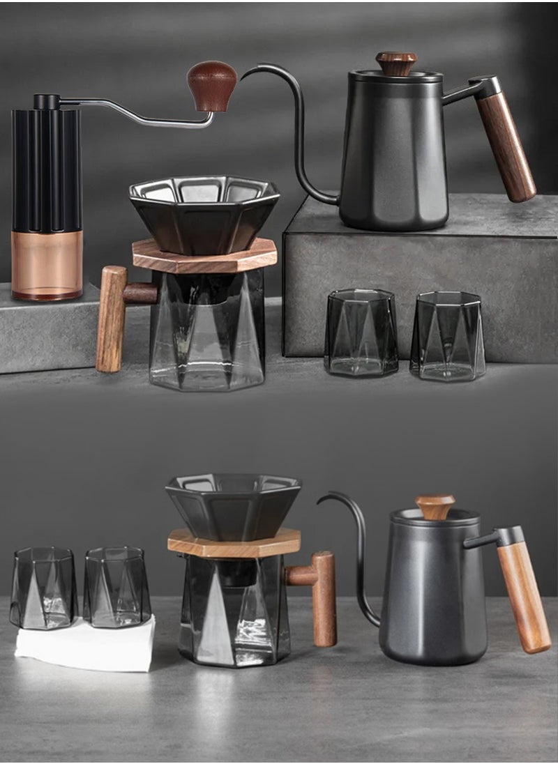 CHOIWIN - V60 Coffee Maker Set 7-Piece Hand Drip Coffee Maker Set,Professional Coffee Maker Tools,Manual Pour Over V60 Coffee Maker Set With Portable Hand-held Gift Box ,for Home,Travel,Camping - Image 1