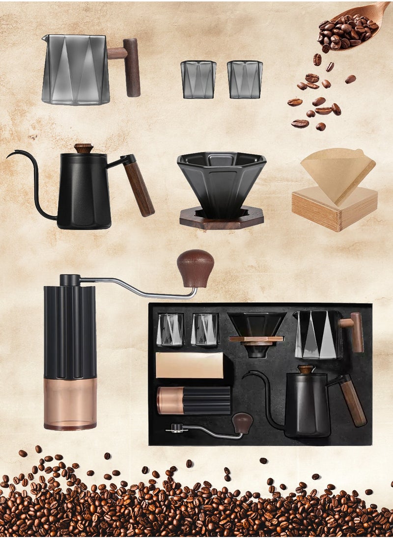 CHOIWIN - V60 Coffee Maker Set 7-Piece Hand Drip Coffee Maker Set,Professional Coffee Maker Tools,Manual Pour Over V60 Coffee Maker Set With Portable Hand-held Gift Box ,for Home,Travel,Camping - Image 1