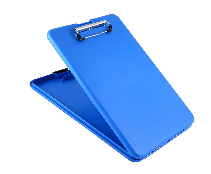 KACHKIT 4 Clip Pad/Clipboard with Storage Case for Paper and Document File Storage Holder,Writing Pad, Plastic Clipboard Ideal for Nurse Ped,Students Ped,Teachers,Office, Pcs-1, (Blue) - Image 4