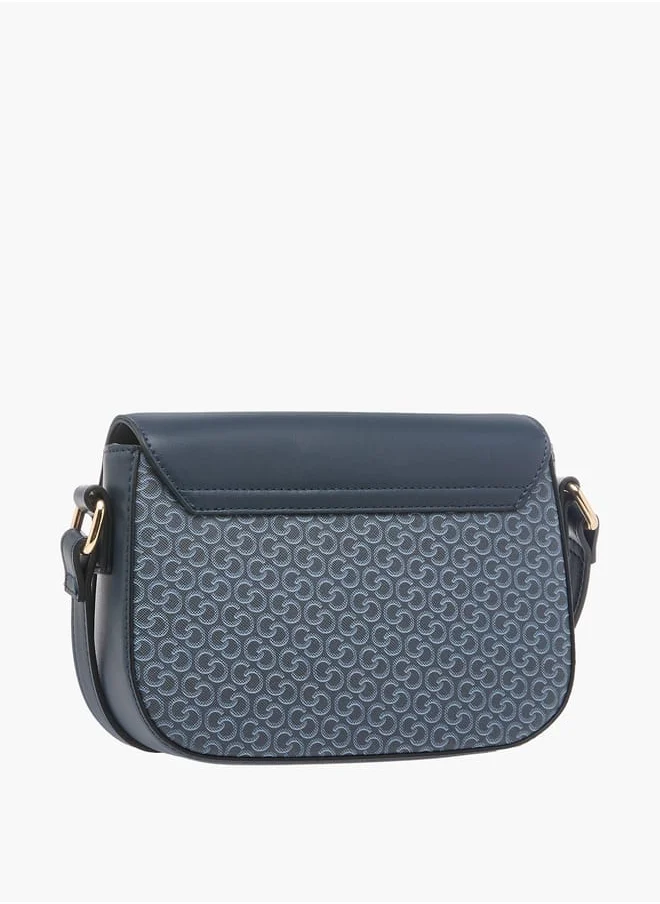 Celeste Women's Monogram Print Crossbody Bag with Adjustable Strap and Flap Closure