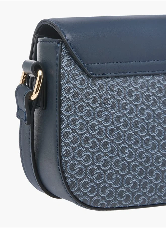 Celeste Women's Monogram Print Crossbody Bag with Adjustable Strap and Flap Closure