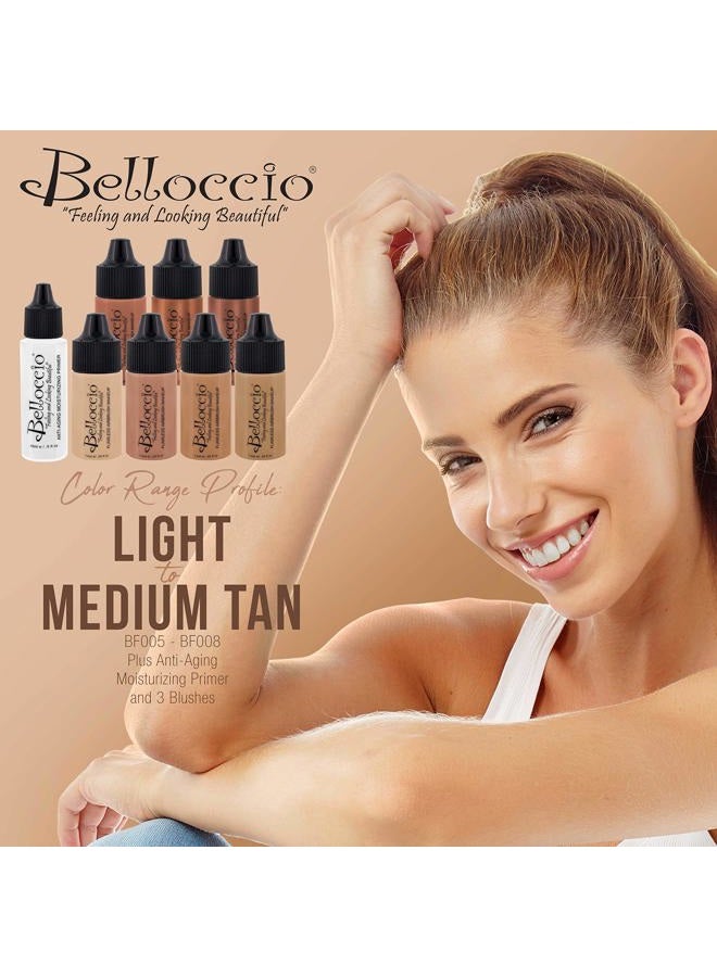 Belloccio Professional Beauty Airbrush Cosmetic Makeup System with 4 Medium Shades of Foundation in 1/4 Ounce Bottles - Kit Includes Blush, Bronzer and Highlighters  - Image 4