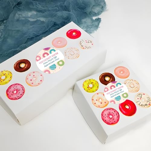 Besttile Donut Know How Much We Appreciate You Stickers,Donut Appreciation Stickers,1.5 Inch Teacher,Staff,or Employee Appreciation Thank You Sticker,Great for Envelope Seals and Gift Bags - Image 2