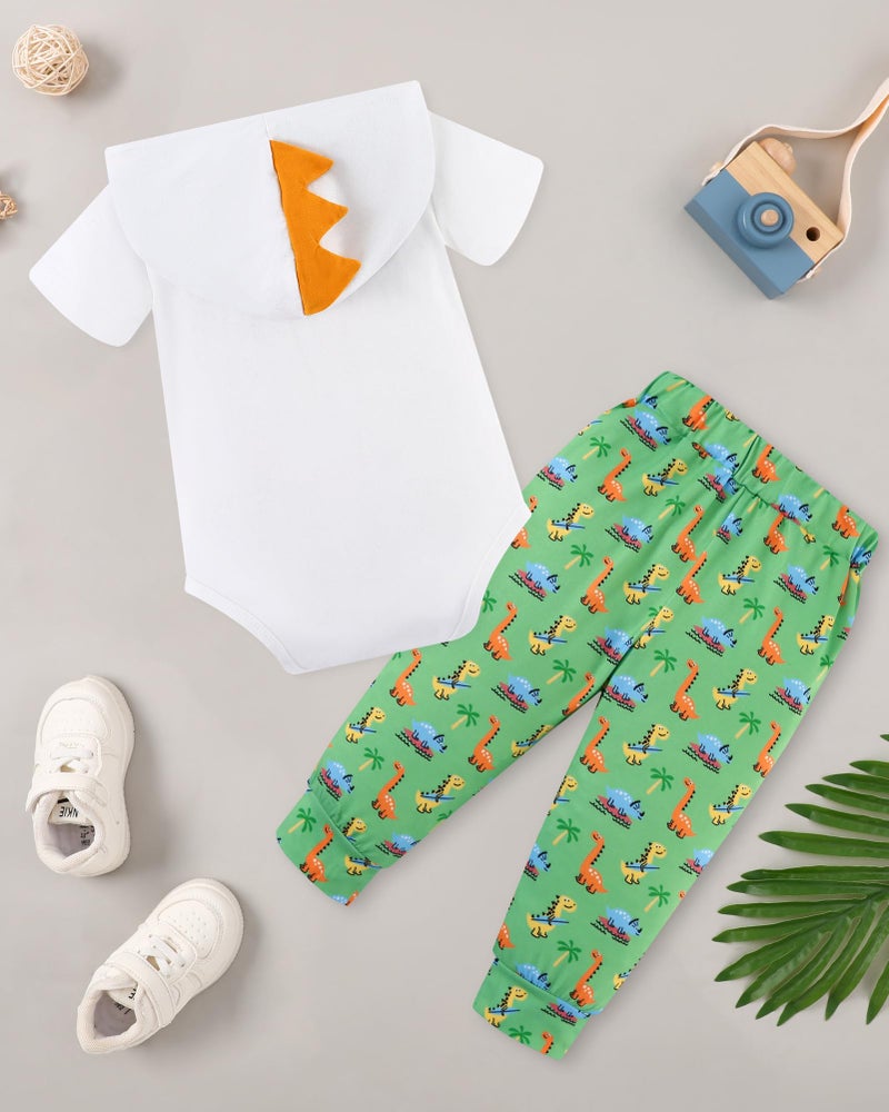 Latnnut Newborn Clothes Baby Boy Outfits Dinosaur Print Short Sleeve Onesies & Pants Infant Cotton Clothing Set for 0-3 Months - Image 2
