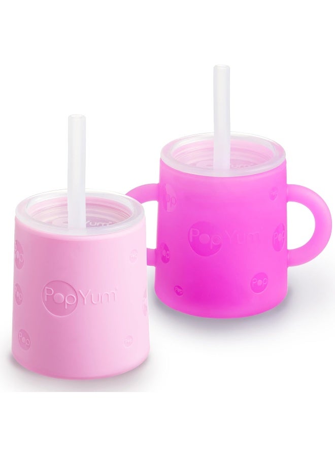 PopYum Silicone Training Cup with Straw Lid, 2-Pack for Baby, Infant and Toddler - Image 1