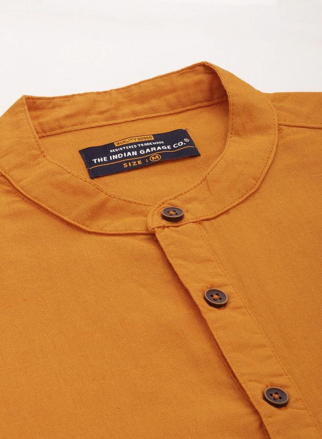 The Indian Garage Co Men Orange Mandarin Collar Shirt - Image 2