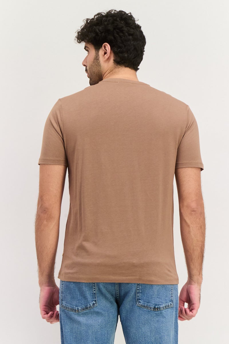 Gazzarrini Men Crew Neck Short Sleeve Graphic T Shirt, Tan - Image 3