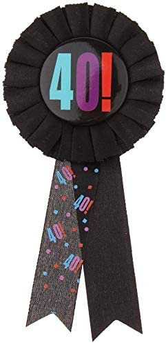 Festiko® 1 Pc 40th Birthday Badge, Badge for 40th Party, 40th Party Props (Black Colour), Party Wearables Badge - Image 1