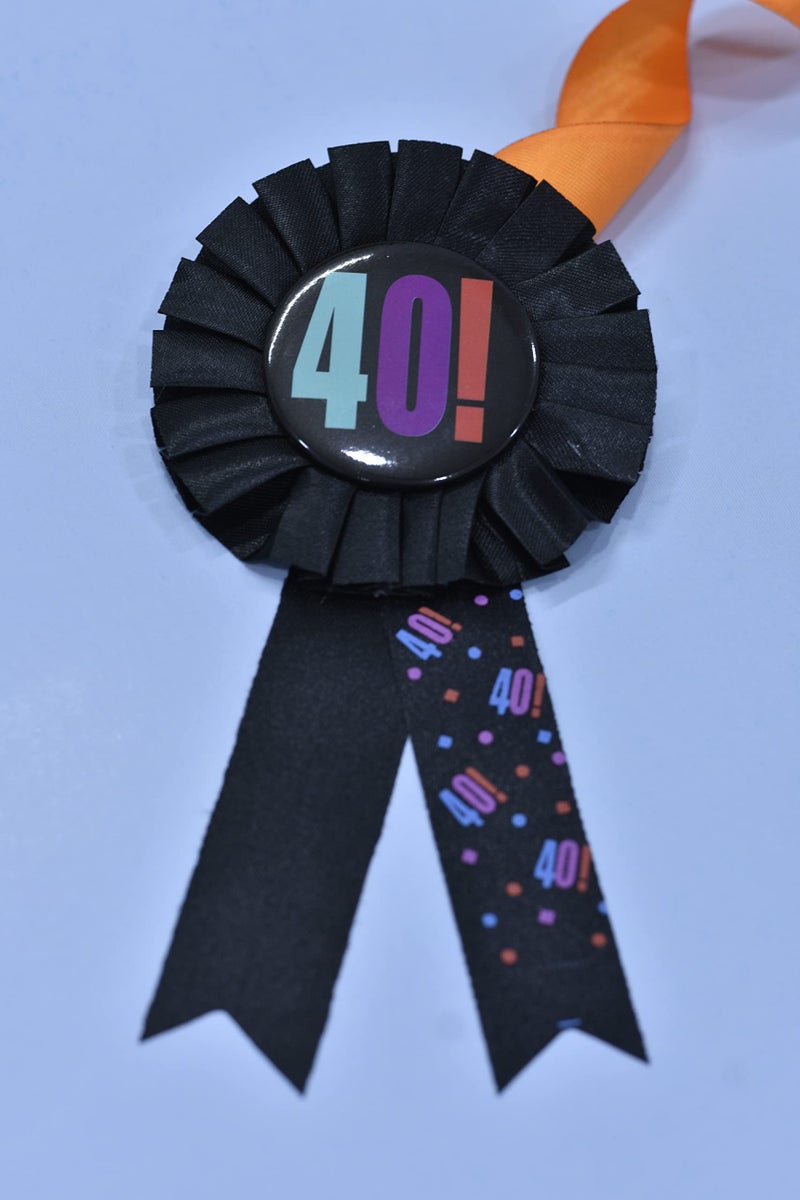 Festiko® 1 Pc 40th Birthday Badge, Badge for 40th Party, 40th Party Props (Black Colour), Party Wearables Badge - Image 3