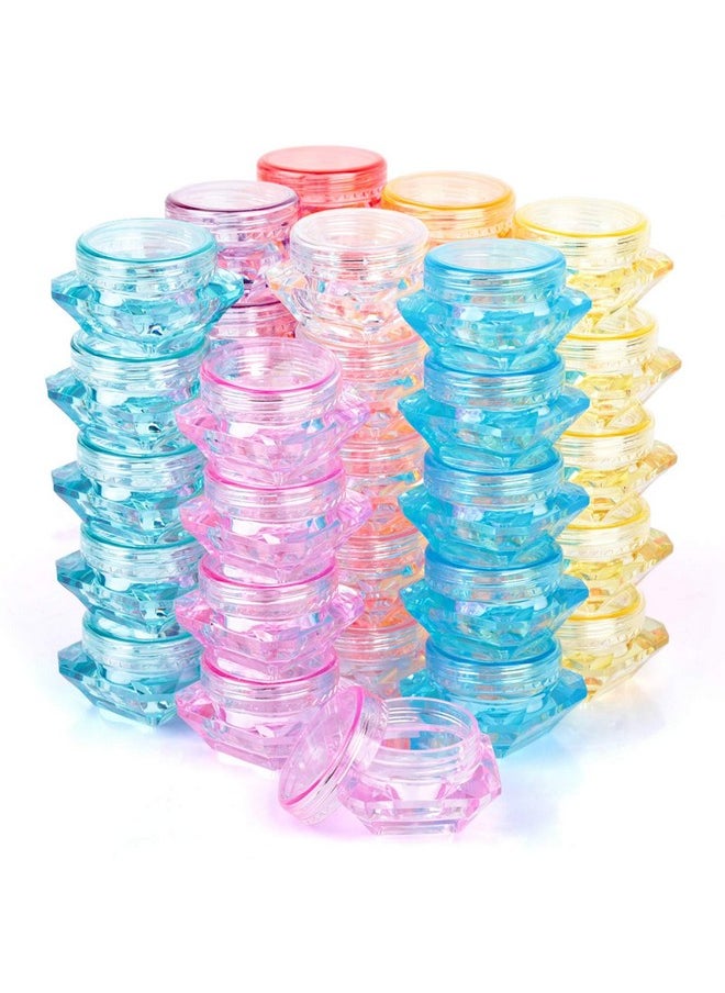 HNYYZL HNYYZL 40Pcs Cosmetic Containers,3 Gram Sample Empty Container Plastic Travel Pot Jar, for Eye Shadow Nails Powder Jewelry Earrings Lotion Cream Sample Make-up Storage(8 Colors, 3ML)  - Image 1