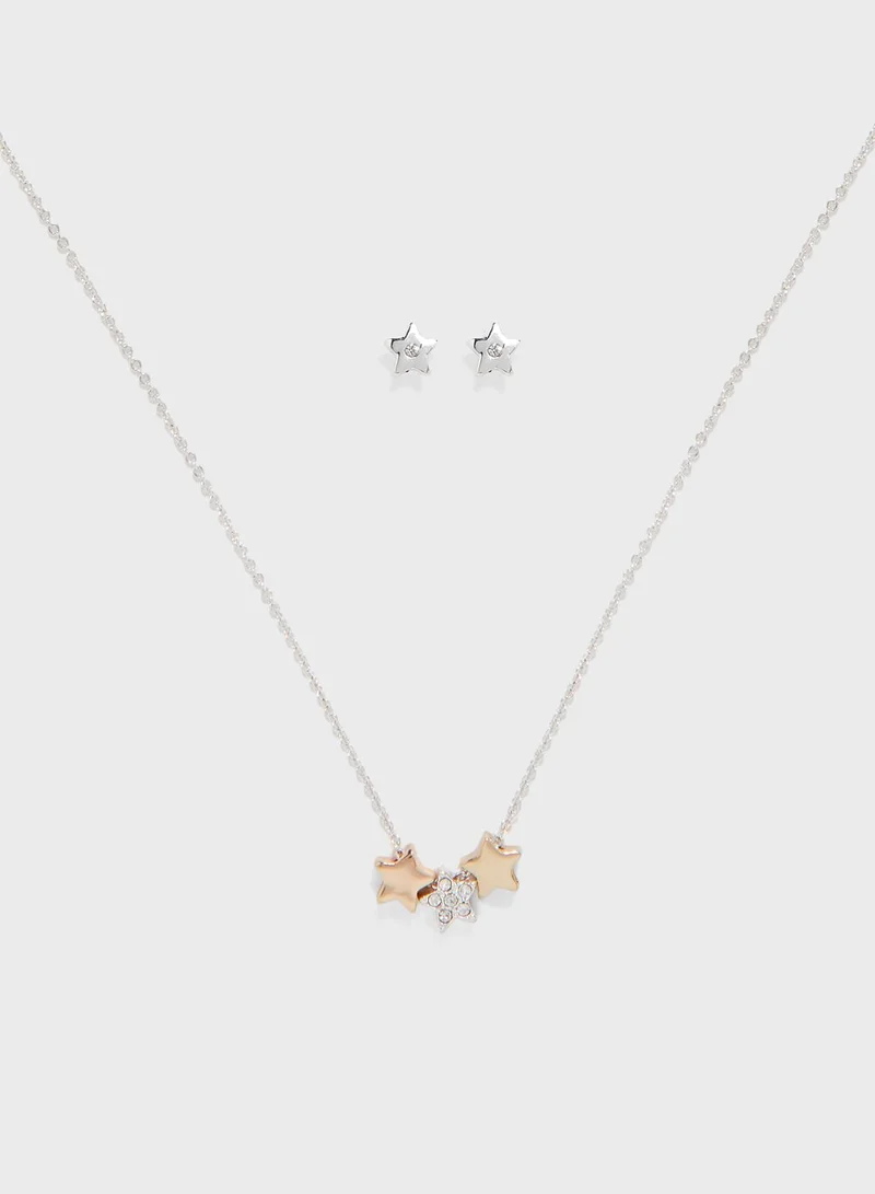 BUCKLEY LONDON Starburst Earrings And Pendant Necklace Set