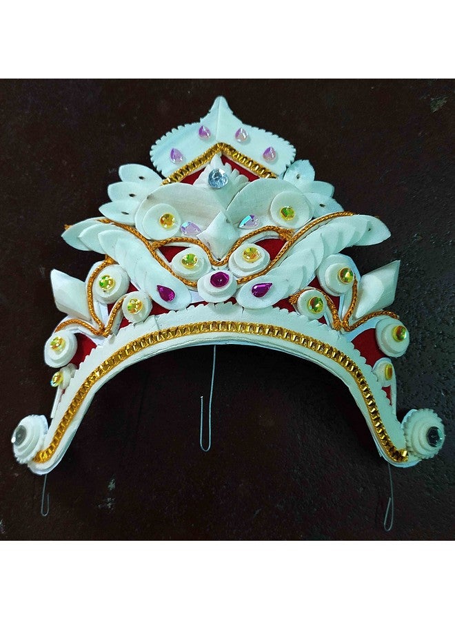 Bengal Handicrafts & Handlooms Designer Ultra-lite Natural Shola Topor & Mukut with Shola Garland and Dolangi for Bengali Hindu Wedding and Annaprasan. (Crown Indrani) - Image 2