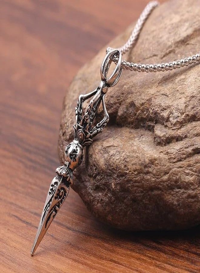 Gift Nest Intricately Designed Rhodium Vajra Pendant Necklace for mens & boys - Image 2