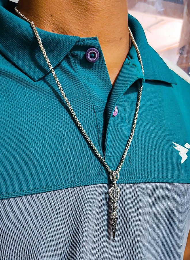 Gift Nest Intricately Designed Rhodium Vajra Pendant Necklace for mens & boys - Image 3