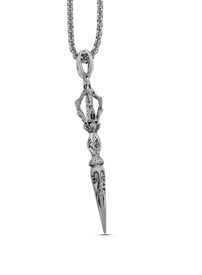 Gift Nest Intricately Designed Rhodium Vajra Pendant Necklace for mens & boys - Image 1