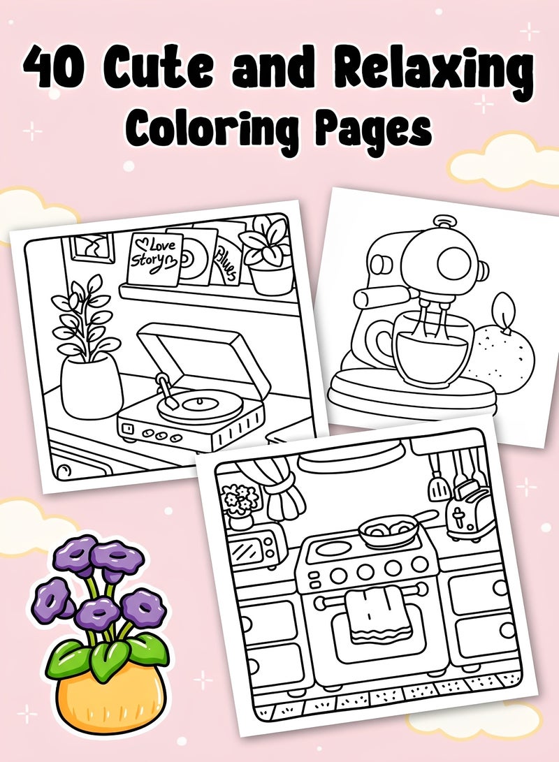 BELANO Cozy Girl Coloring Book for Adults and Teens Relaxing Lifestyle Fashion Art Stress Relief Activity Single Sided Thick Paper for Daily Use and Gifts - Image 4