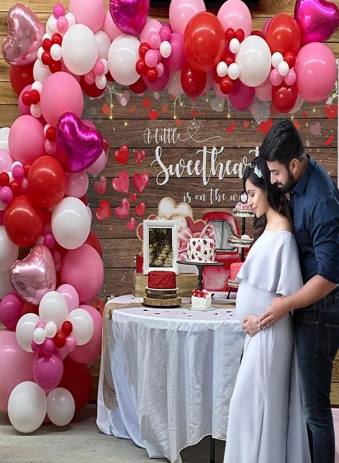 Mocsicka Valentines Baby Shower Backdrop A Little Sweetheart is on The Way Baby Shower Party Decorations Red Love Truck Rustic Wood Valentines Photo Background Cake Table Banner (7x5ft (82x60 inch)) - Image 3