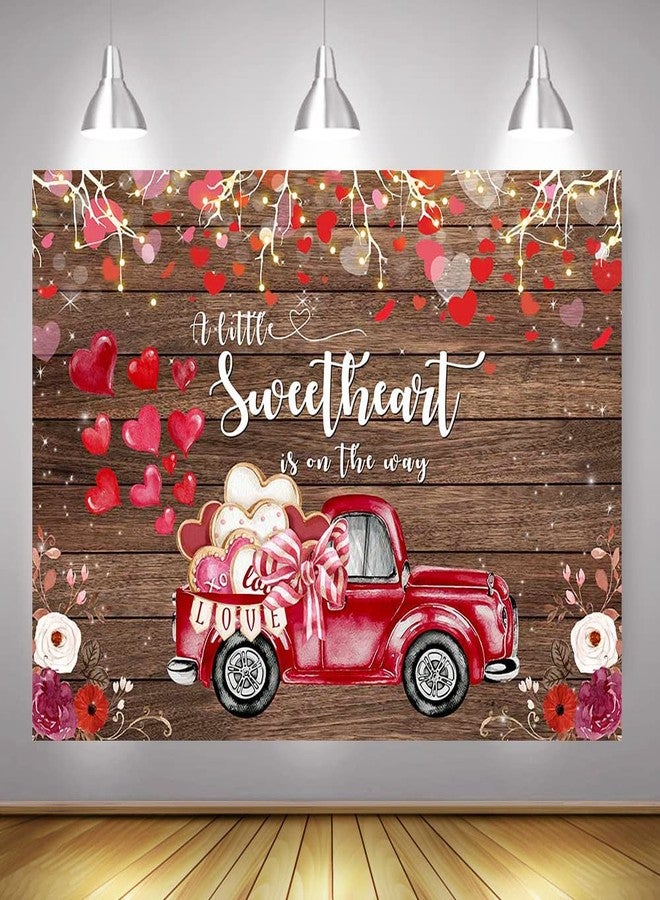 Mocsicka Valentines Baby Shower Backdrop A Little Sweetheart is on The Way Baby Shower Party Decorations Red Love Truck Rustic Wood Valentines Photo Background Cake Table Banner (7x5ft (82x60 inch)) - Image 5