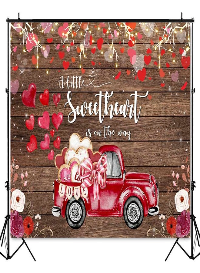 Mocsicka Valentines Baby Shower Backdrop A Little Sweetheart is on The Way Baby Shower Party Decorations Red Love Truck Rustic Wood Valentines Photo Background Cake Table Banner (7x5ft (82x60 inch)) - Image 4