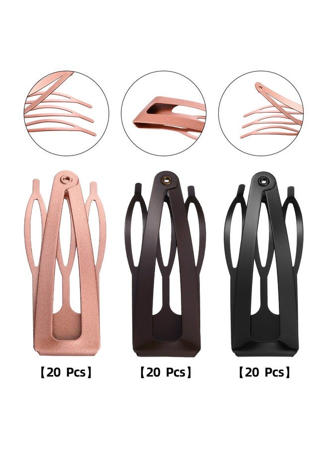 Chuangdi - 60 Pieces Double Grip Hair Clips Metal Snap Hair Barrettes Non Slip Hair Clips Basic Hair Accessories For Women Girls Hair Making Styling Salon Supplies 3 Colors - Image 1