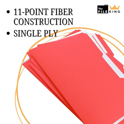 The File King 1/3 Cut Red File Folders Letter Size - 100 Pack | Colored Manilla Folders 8.5 x 11 | Made in The USA | Assorted 3 Tab Red Color Manila File Folder | Heavy Duty Basic Paper Filing Folder - Image 4