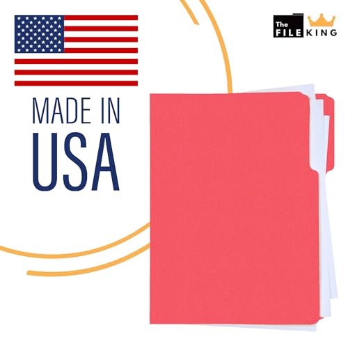 The File King 1/3 Cut Red File Folders Letter Size - 100 Pack | Colored Manilla Folders 8.5 x 11 | Made in The USA | Assorted 3 Tab Red Color Manila File Folder | Heavy Duty Basic Paper Filing Folder - Image 5