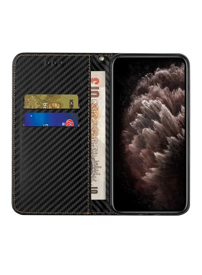 اس-توب جراب هاتف iPhone 16 Pro Max مصنوع من ألياف الكربون مع غطاء مغناطيسي من الجلد - Image 4