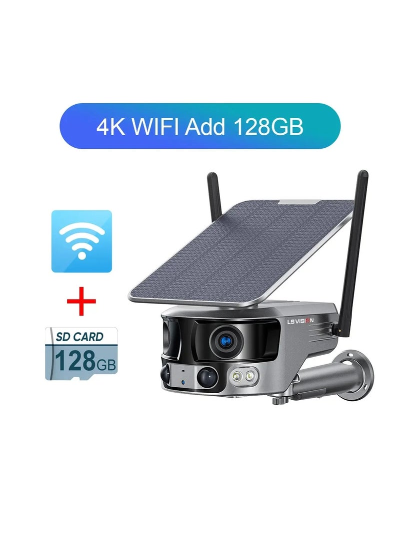 LS VISION 4K 180° Ultra Wide View Angle 4G Solar Security Camera Outdoor WIFI 4X Zoom Dual Lens PIR Human Detection CCTV Camera - Image 1